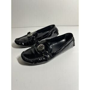Tory Burch EUC Black Patent Leather Slip On Driving Loafer Moccasin Size 6